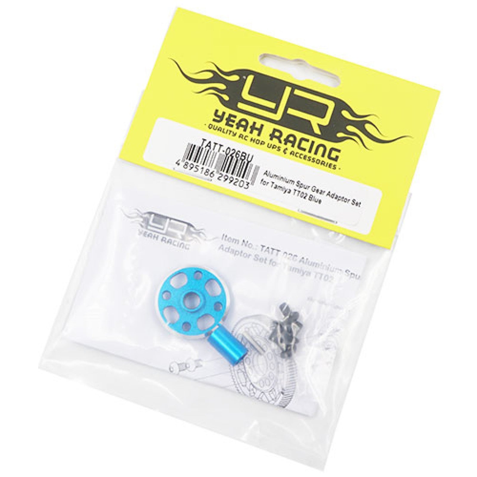 Yeah Racing Aluminium Spur Gear Adaptor Set For Tamiya TT02 Blue