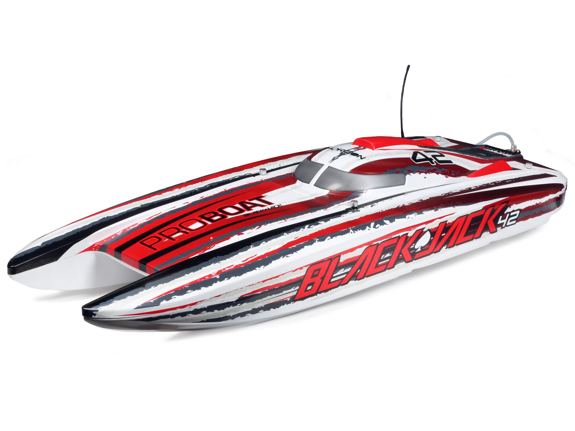 PROBOAT Blackjack 42" 8S Brushless Catamaran RTR: White/Red