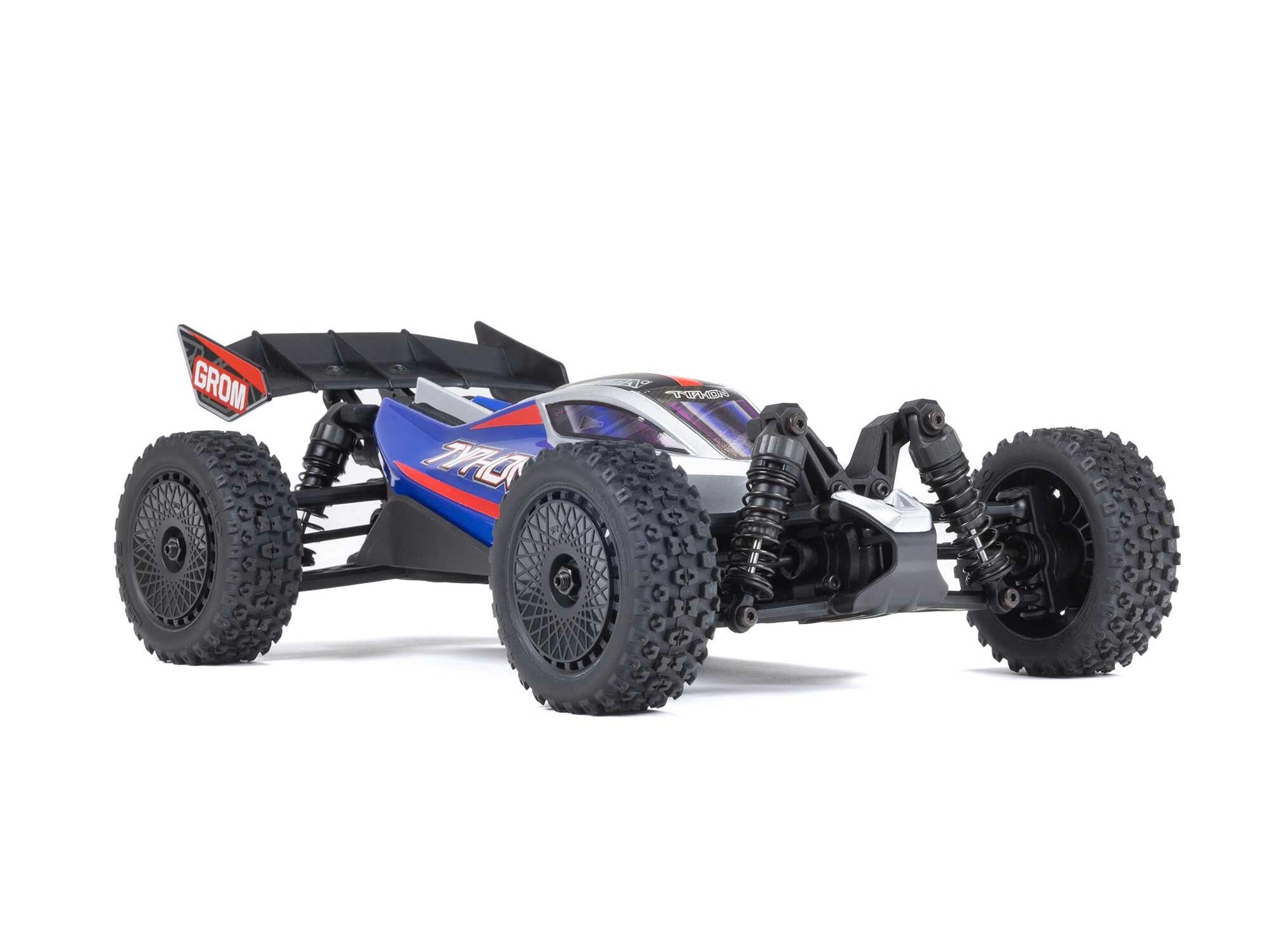 ARRMA 1/18 Typhon GROM 4wd Smart RTR w/Lipo Batt/USB Chg Blue/Silv (PRE-ORDER DUE IN APRIL)