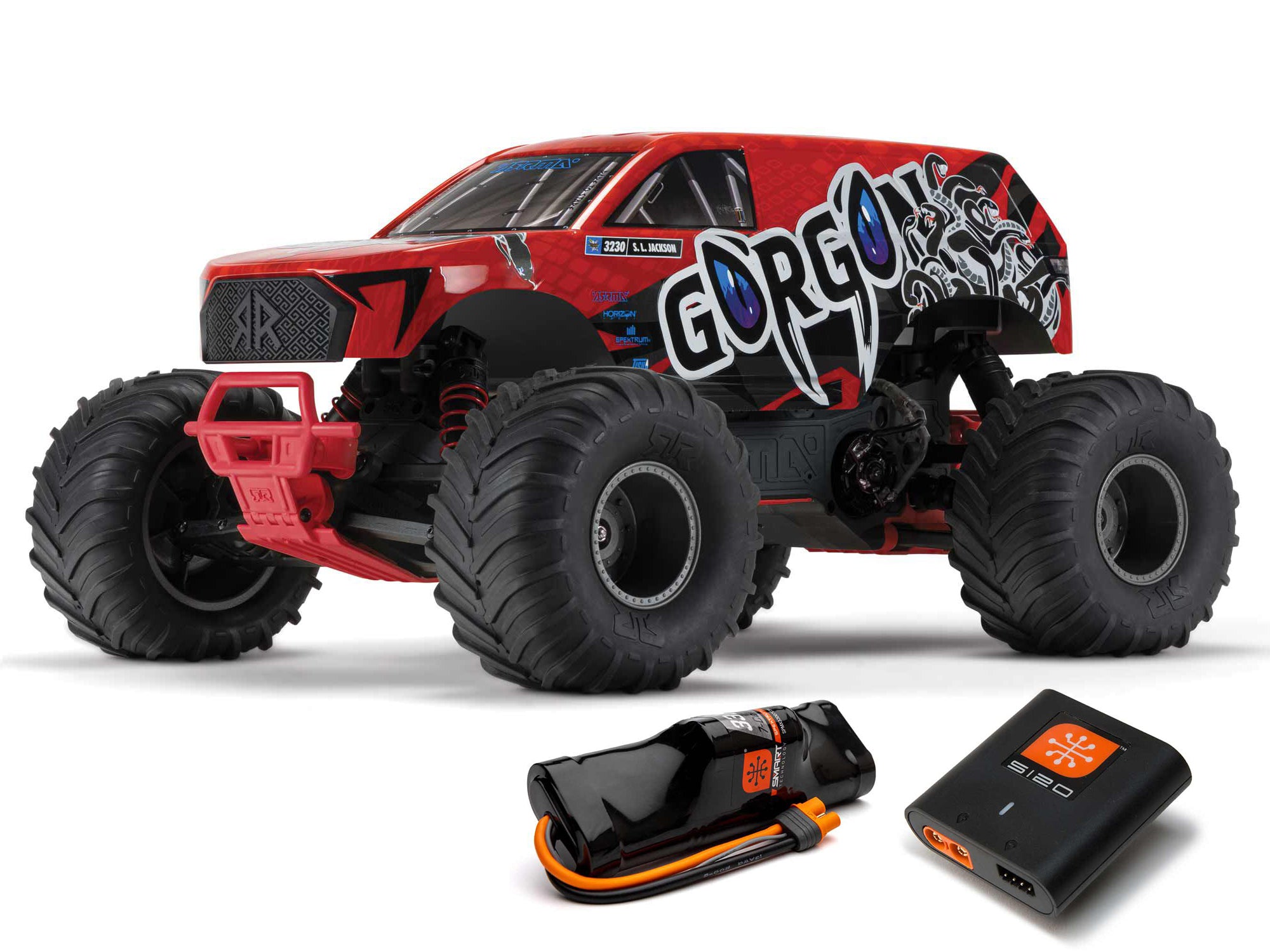 ARRMA Gorgon 2wd MT 1/10 RTR Smart w/8.4v Batt/USB Charger Red