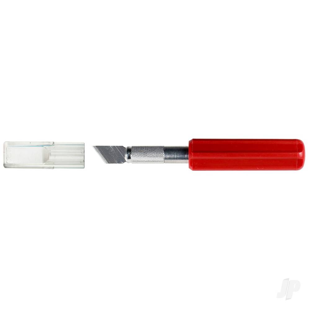 K5 Knife, Heavy Duty Red Plastic Handle with Safety Cap (Carded)