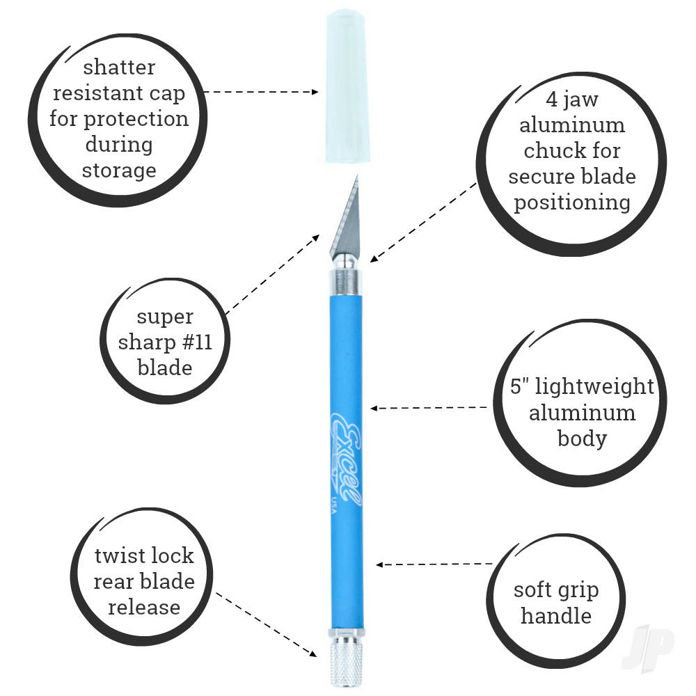 K18 Grip-On Knife with Safety Cap (#11 Blade), Blue (Carded)