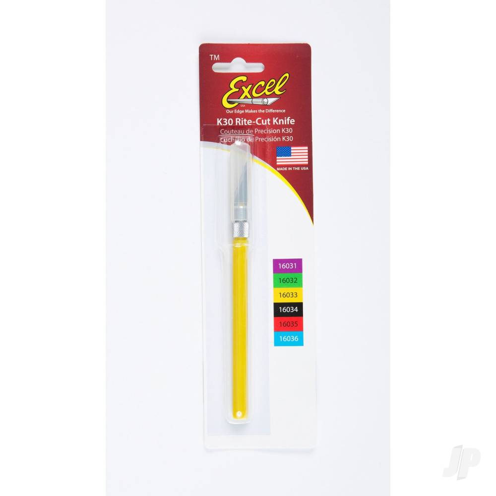 K30 Light Duty Rite-Cut Knife with Safety Cap, Yellow (Carded)