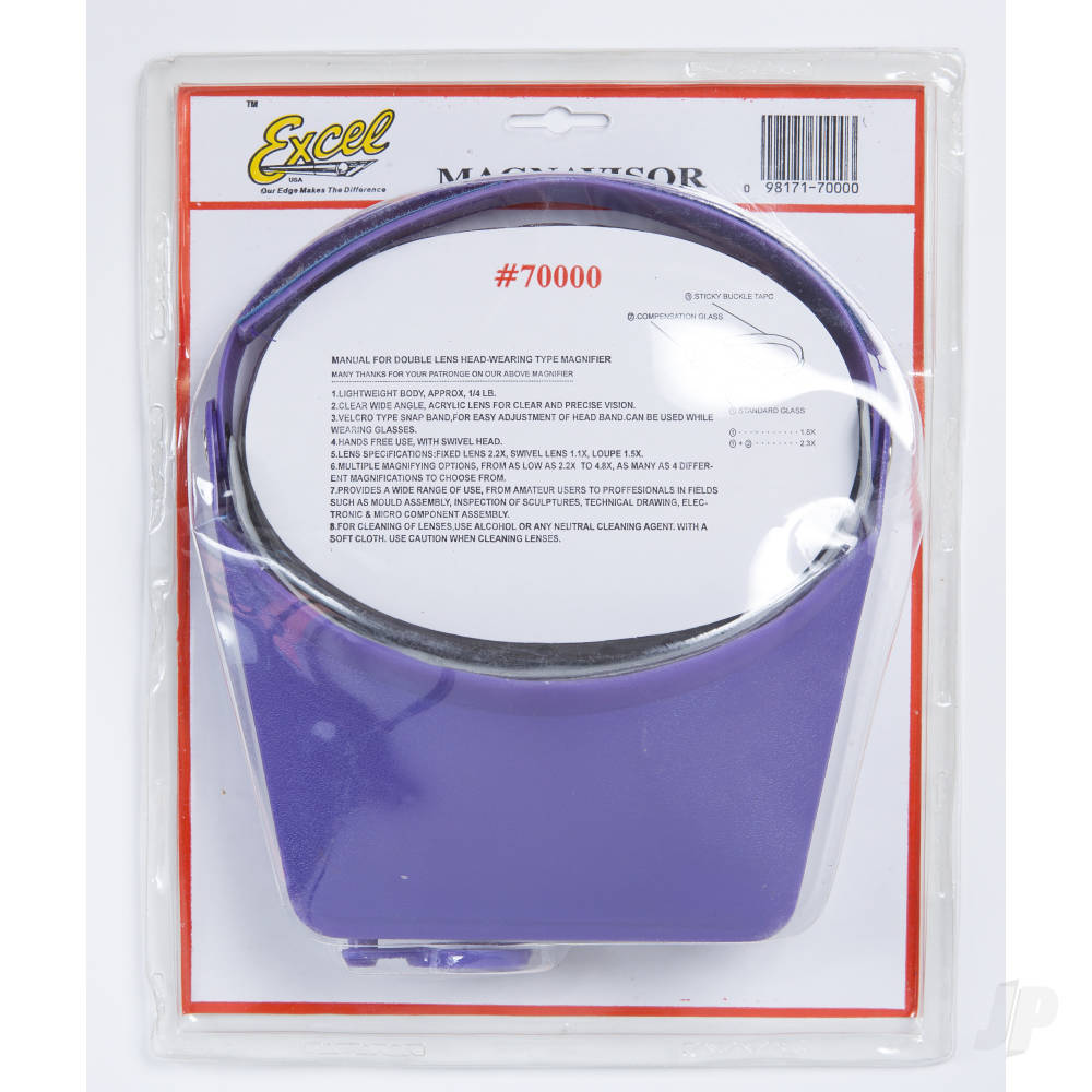 Excel Blades MagniVisor Deluxe Head-Worn Magnifier with 4 Different Lenses, Purple (Boxed)