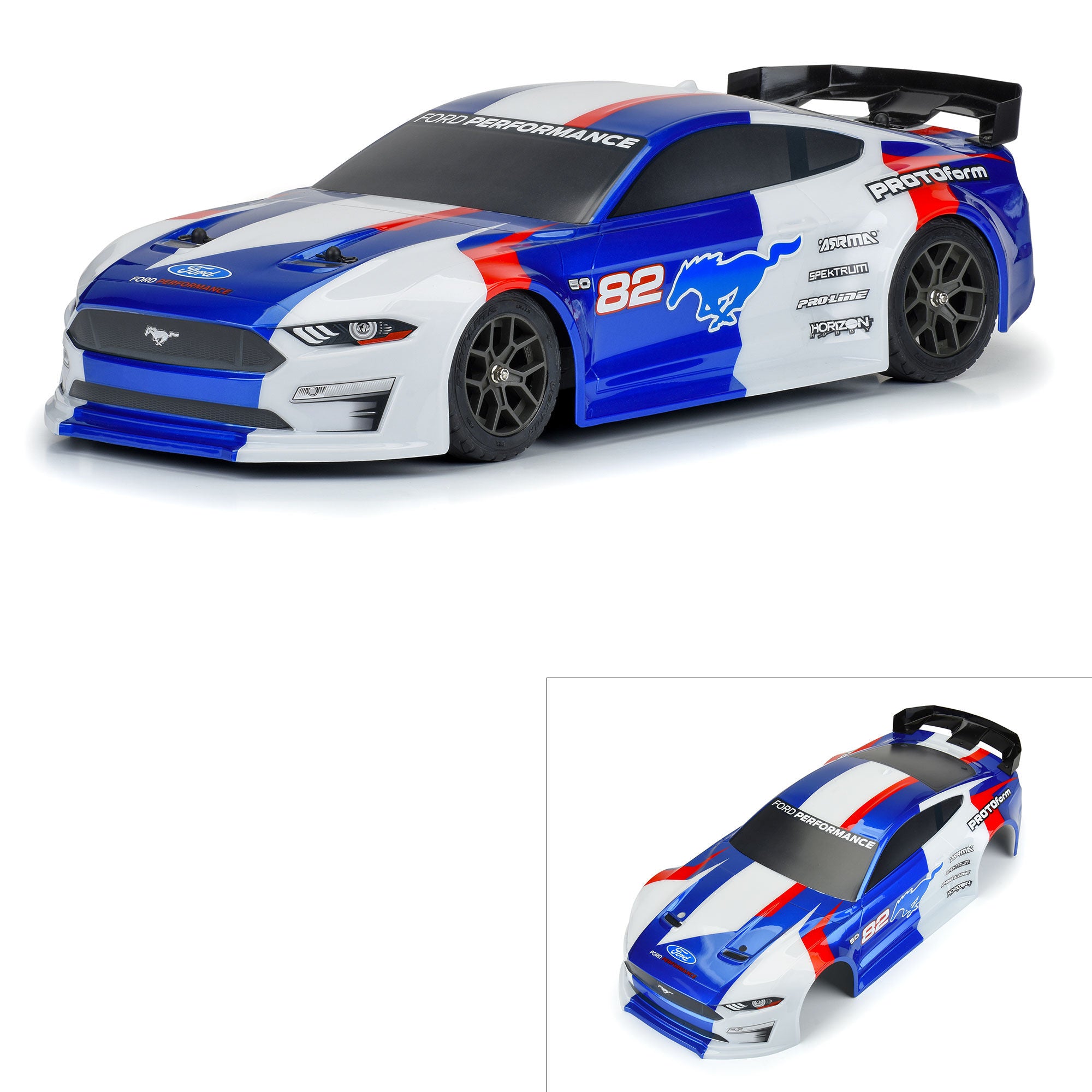 1/8 2021 Ford Mustang Painted Body (Blue): Vendetta &amp; Infrac