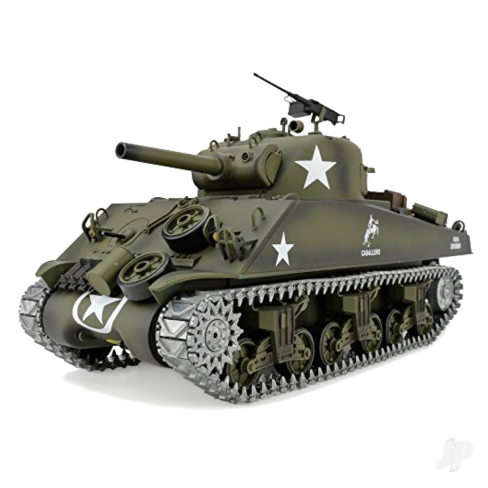 1:16 U.S. Medium Tank M4A3 Sherman with Infrared Battle System (2.4Ghz + Shooter + Smoke + Sound + Metal Gearbox + Metal Tracks / Sprocket / Idler)