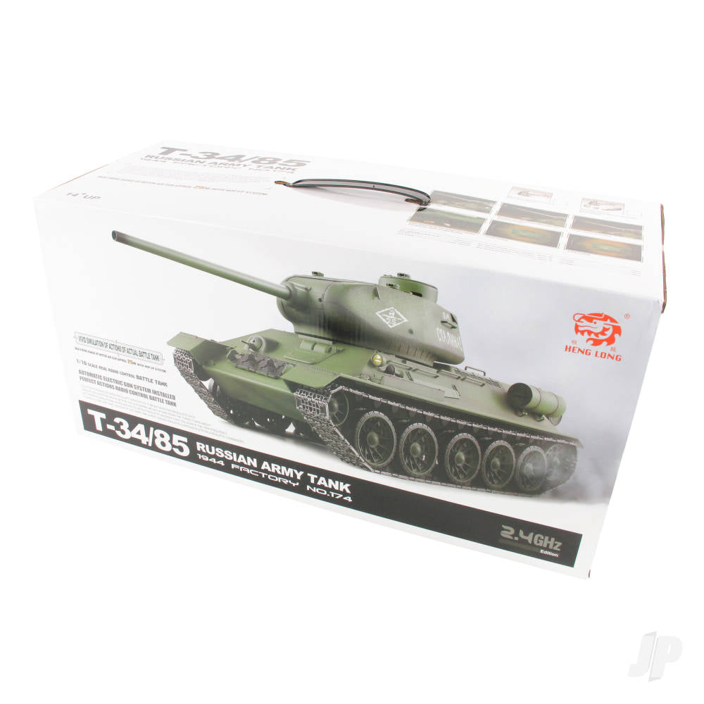 1:16 Russian T-34/85 1944 Tank with Infrared Battle System (2.4GHz + Shooter + Smoke + Sound)