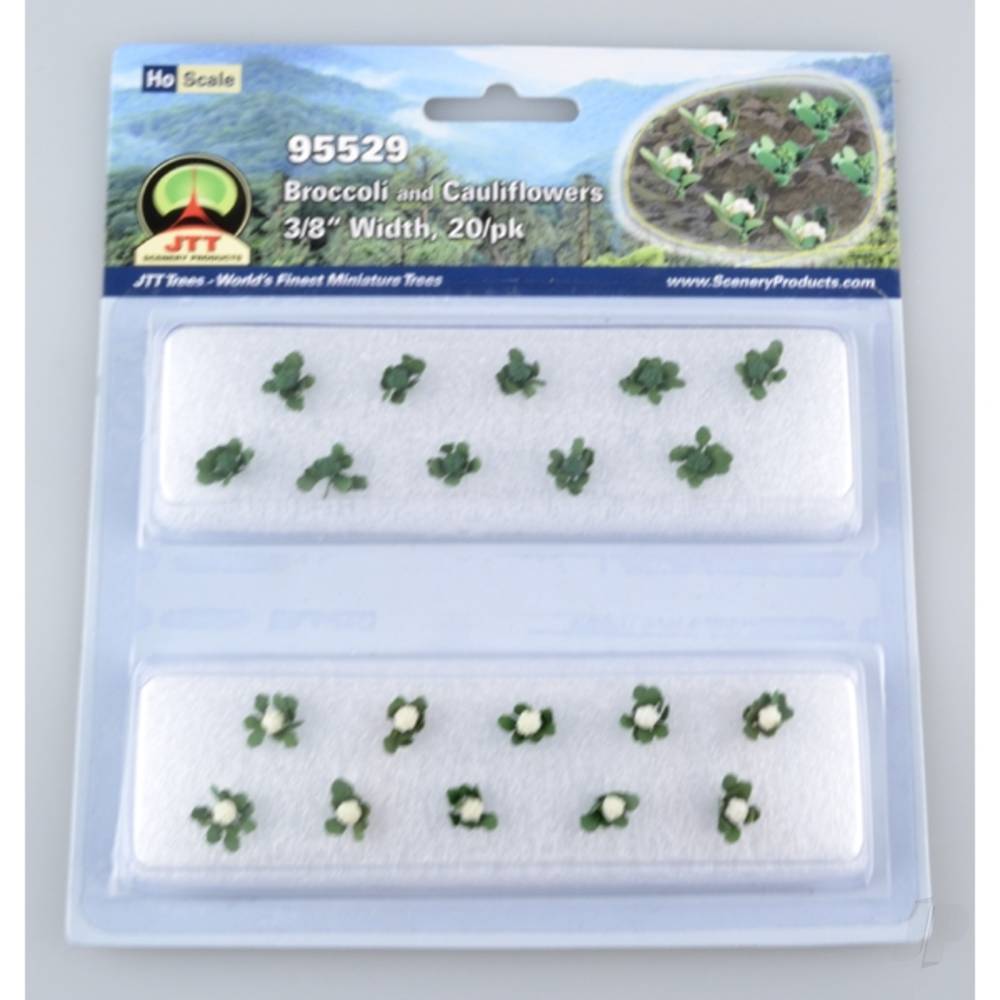 Broccoli &amp; Cauliflower, 3/8in width, HO-Scale, (20 per pack)