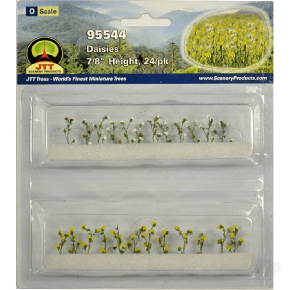 Daisies, 7/8in Tall, O-Scale, (24 per pack)