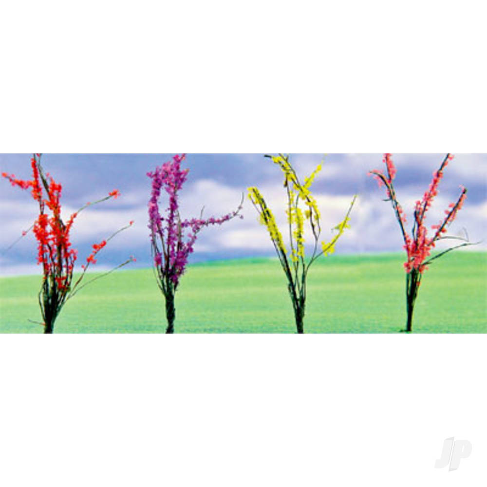 Flower Bushes Assorted, 1in to 1-1/2in, O-Scale, (32 pack)