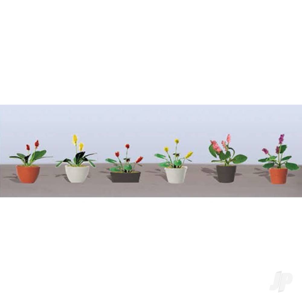 Assorted Potted Flower Plants 3, HO-Scale, (6pack)