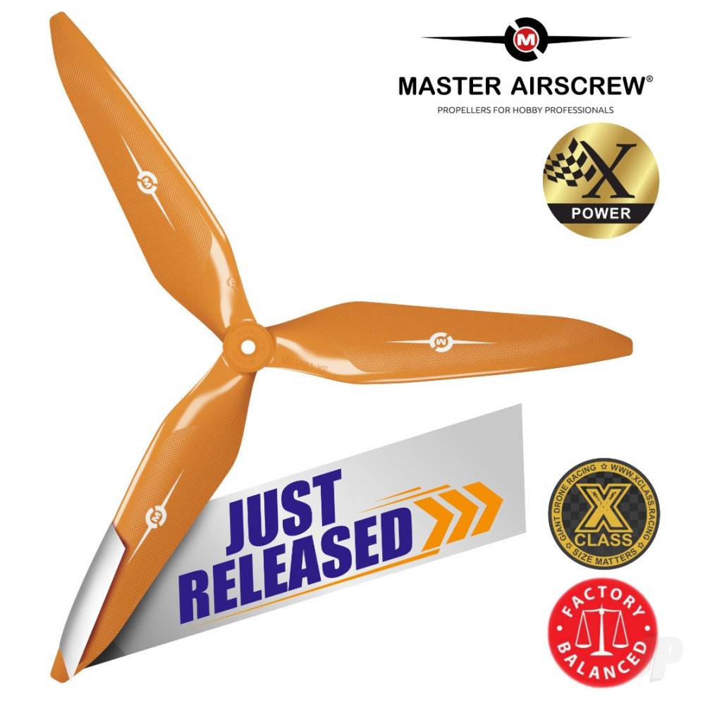 11x10 3X Power X-Class Giant Racing Drone Propeller (CW) Reverse/Pusher Orange