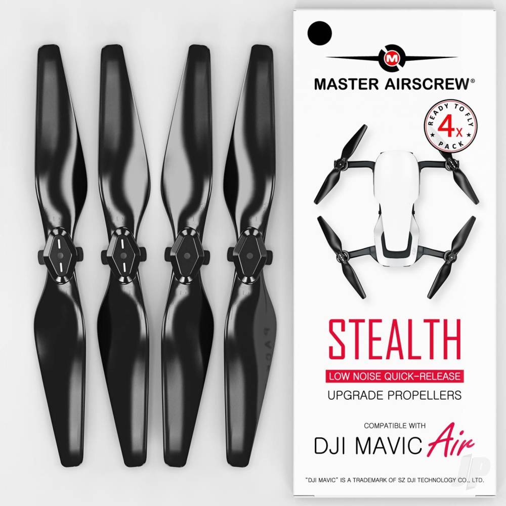 5.3x3.3 DJI Mavic Air STEALTH Upgrade Propeller Set, 4x Black