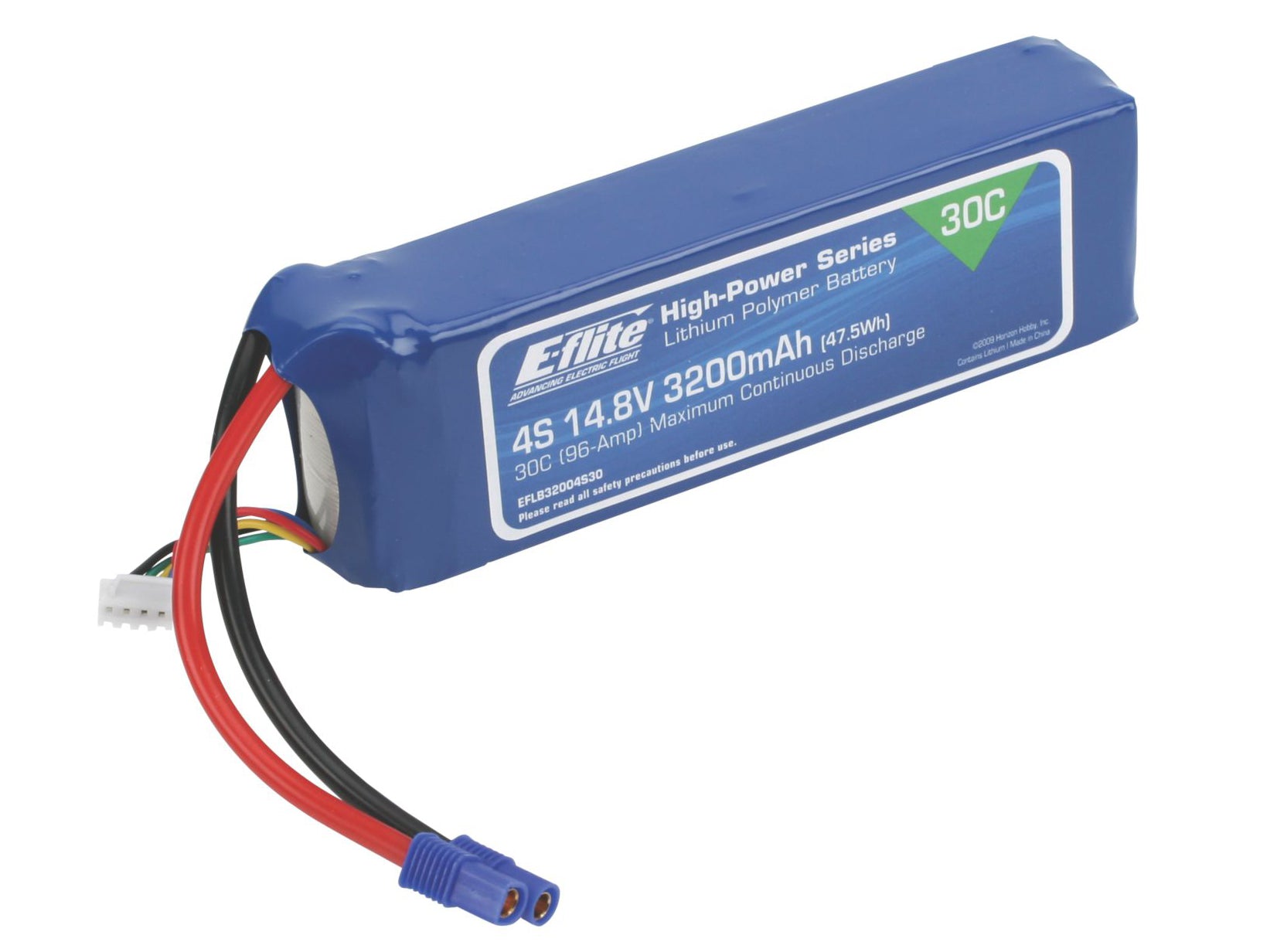 3200mAh 4S 14.8V 30C LiPo, 12AWG EC3