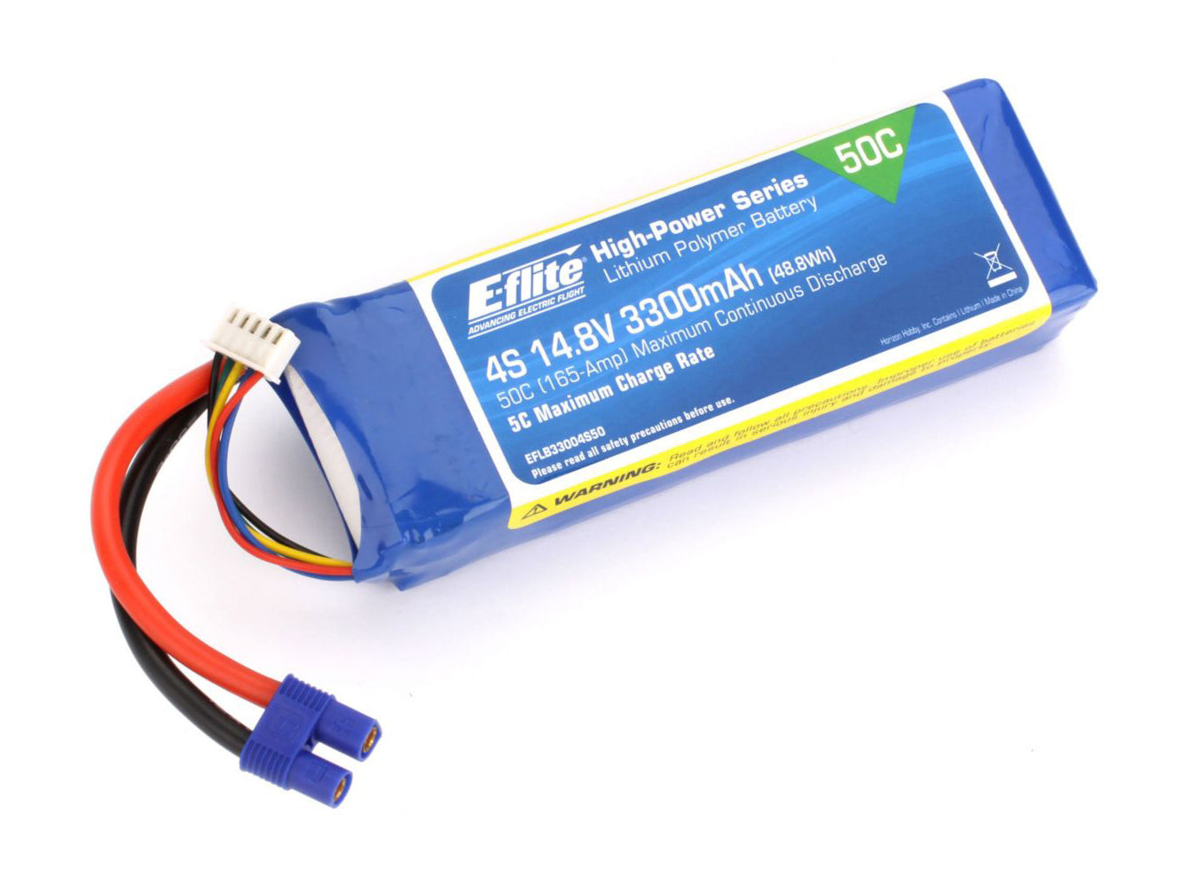 3300mAh 4S 14.8V 50C LiPo, 12AWG EC3