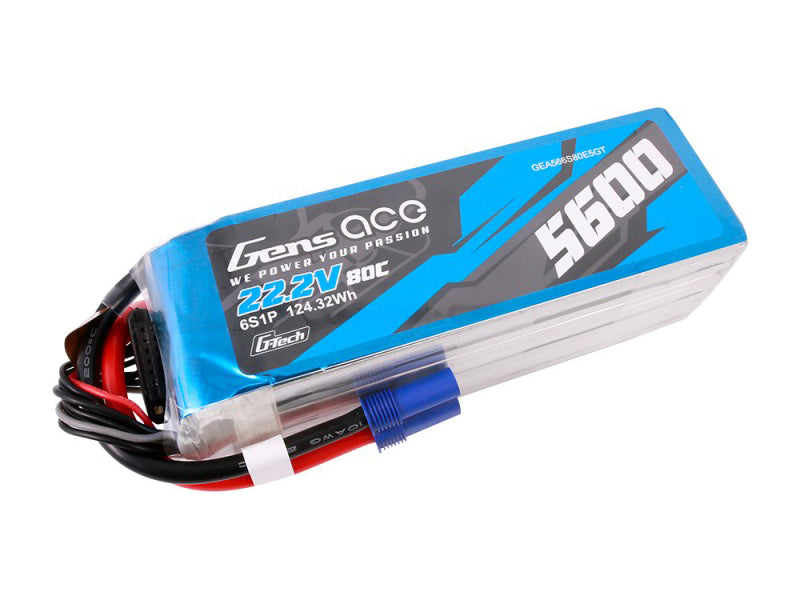 Li-Po G-Tech 6S 22.2V 5600mAh 80C with EC5