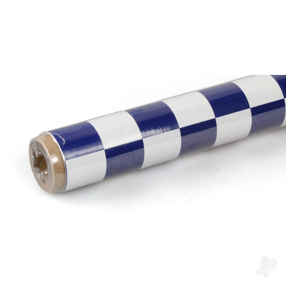 2m ORACOVER Fun-3 Medium Chequered, White + Dark Blue (60cm width)