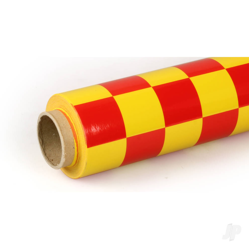 10m ORACOVER Fun-3 Medium Chequered, Cadmium Yellow + Red (60cm width)