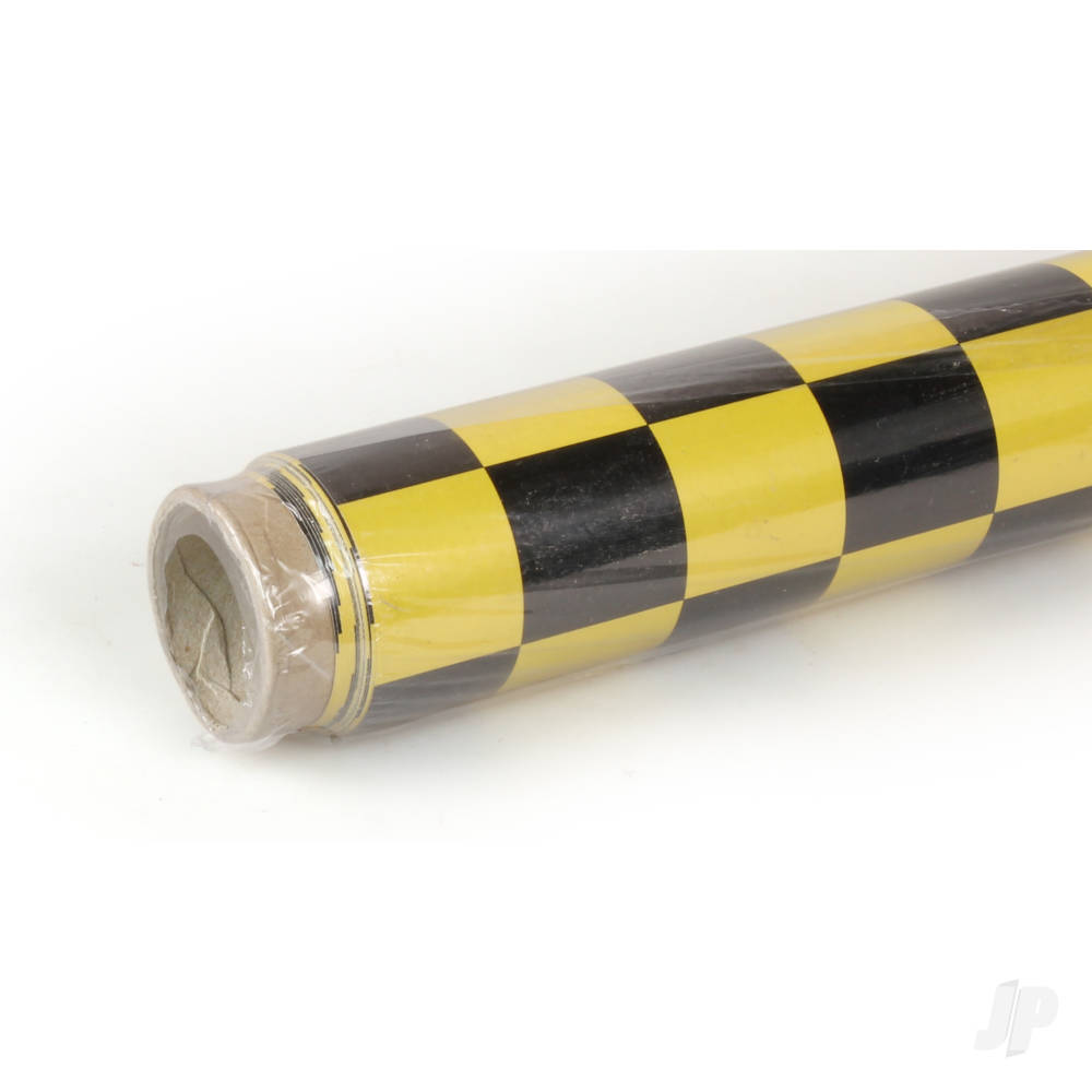 2m ORACOVER Fun-3 Medium Chequered, Pearlescent Cadmium Yellow + Black (60cm width)