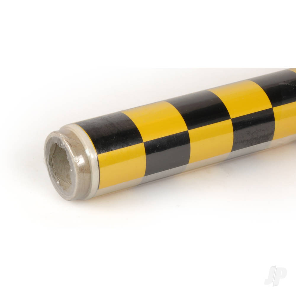 2m ORACOVER Fun-3 Medium Chequered, Pearlescent Golden Cadmium Yellow + Black (60cm width)