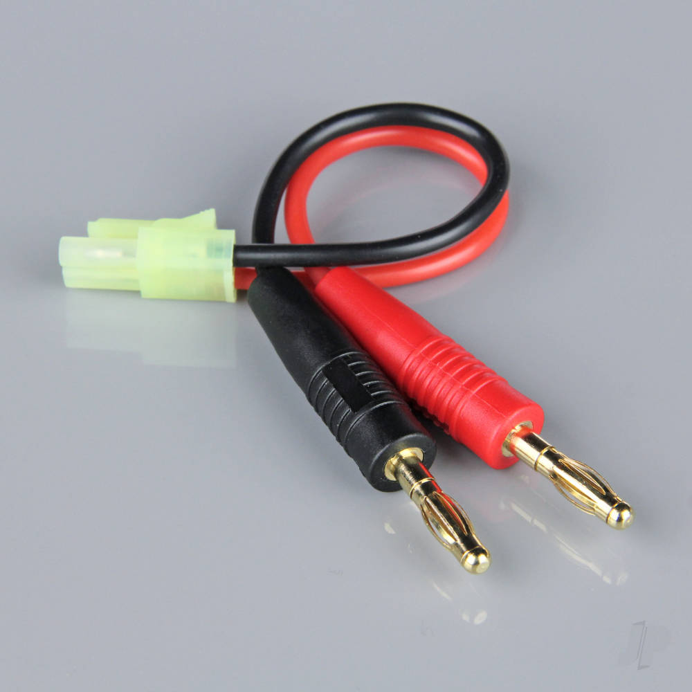 Charge Lead, 4mm Bullet to Mini Tamiya Male, 16AWG, 100mm (ESC End)