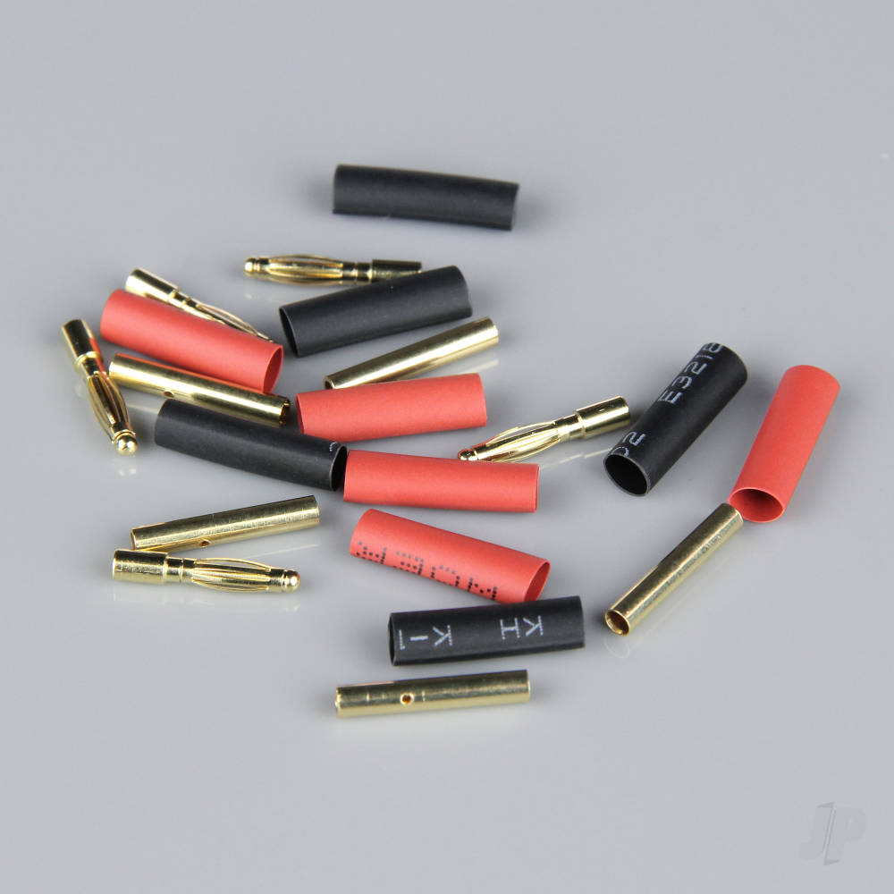 2mm Gold Connector Pairs including Heat Shrink (5 pcs)