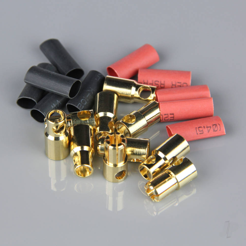 6.0mm Gold Connector Pairs including Heat Shrink (5 pcs)