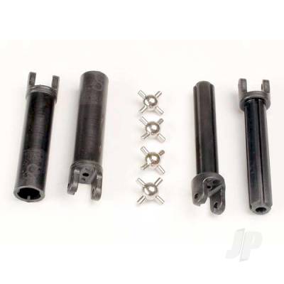 TRAXXAS Half shafts, Long truck (external-splined (2 pcs) &amp; internal-splined (2 pcs) / metal U-joints (4 pcs)