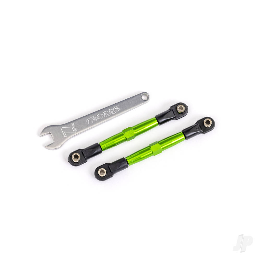 Toe links, front (TUBES green-anodised, 7075-T6 aluminium, stronger than titanium) (2) (assembled with rod ends and hollow balls)/ aluminium wrench (1) (fits Drag Slash)