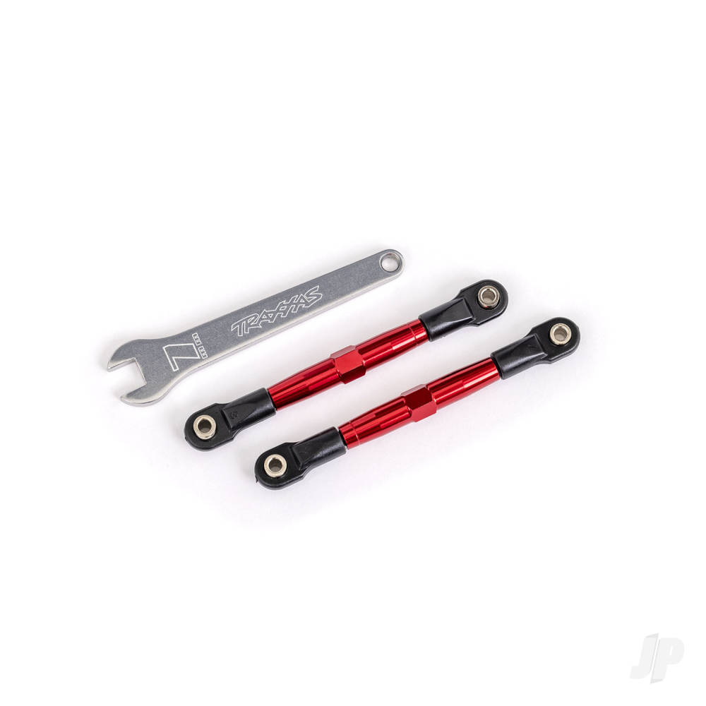 Toe links, front (TUBES red-anodised, 7075-T6 aluminium, stronger than titanium) (2) (assembled with rod ends and hollow balls)/ aluminium wrench (1) (fits Drag Slash)