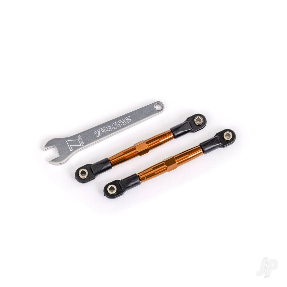 Toe links, front (TUBES orange-anodised, 7075-T6 aluminium, stronger than titanium) (2) (assembled with rod ends and hollow balls)/ aluminium wrench (1) (fits Drag Slash)