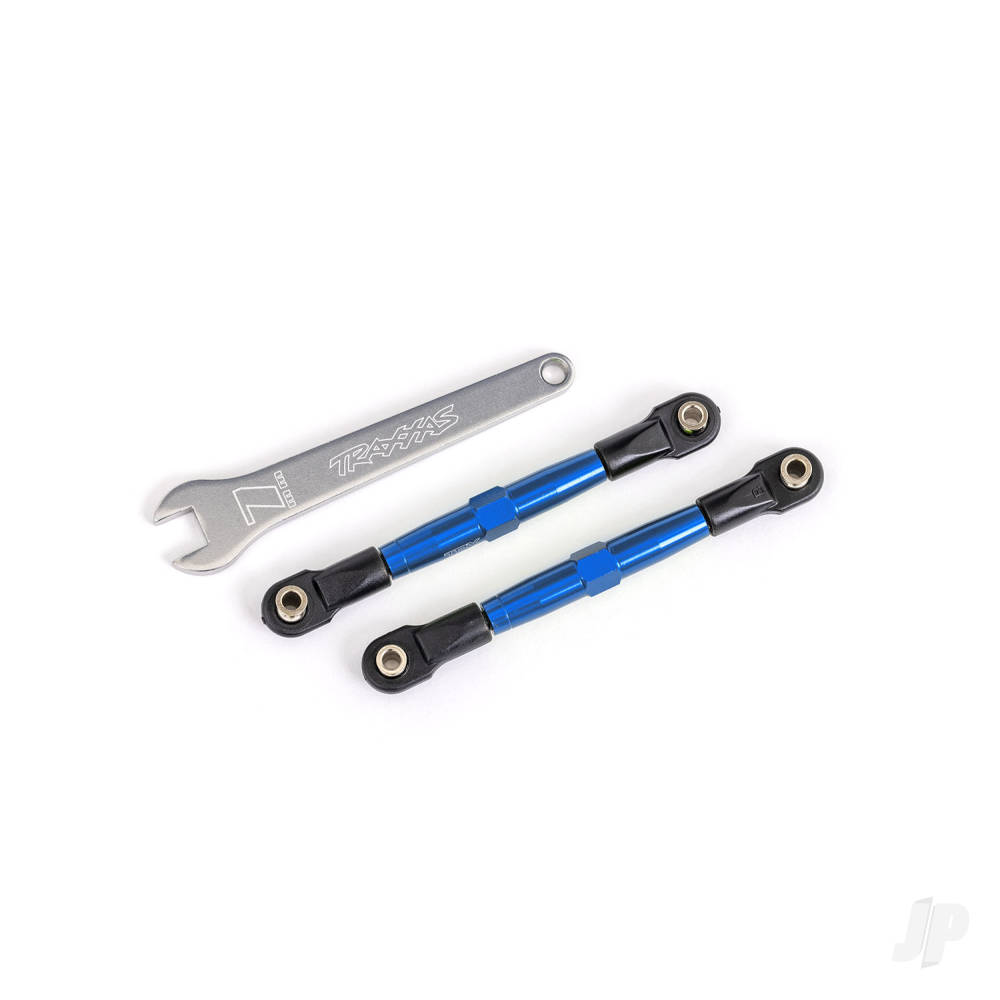 Toe links, front (TUBES blue-anodised, 7075-T6 aluminium, stronger than titanium) (2) (assembled with rod ends and hollow balls)/ aluminium wrench (1) (fits Drag Slash)