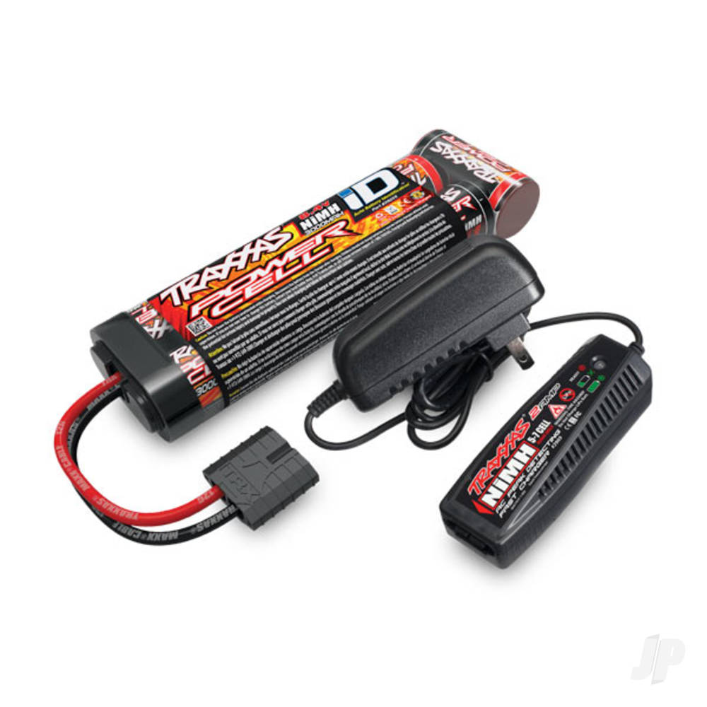 Completer Pack with 1x 2A AC NiMH Charger &amp; 1x NiMH 8.4V 3000mAh Flat iD Battery