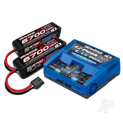 TRAXXAS iD Completer Pack with 1x EZ-Peak Live Dual Charger &amp; 2x LiPo 4S 6700mAh Battery