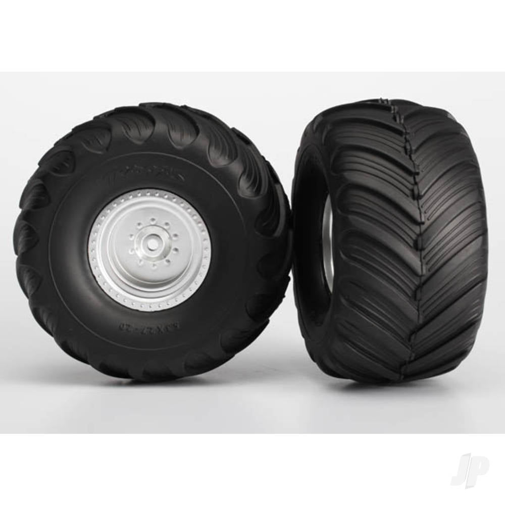 Tyres and Wheels, Assembled Glued Terra Groove Dual Profile Tyres (2WD Electric Rear) (2 pcs)