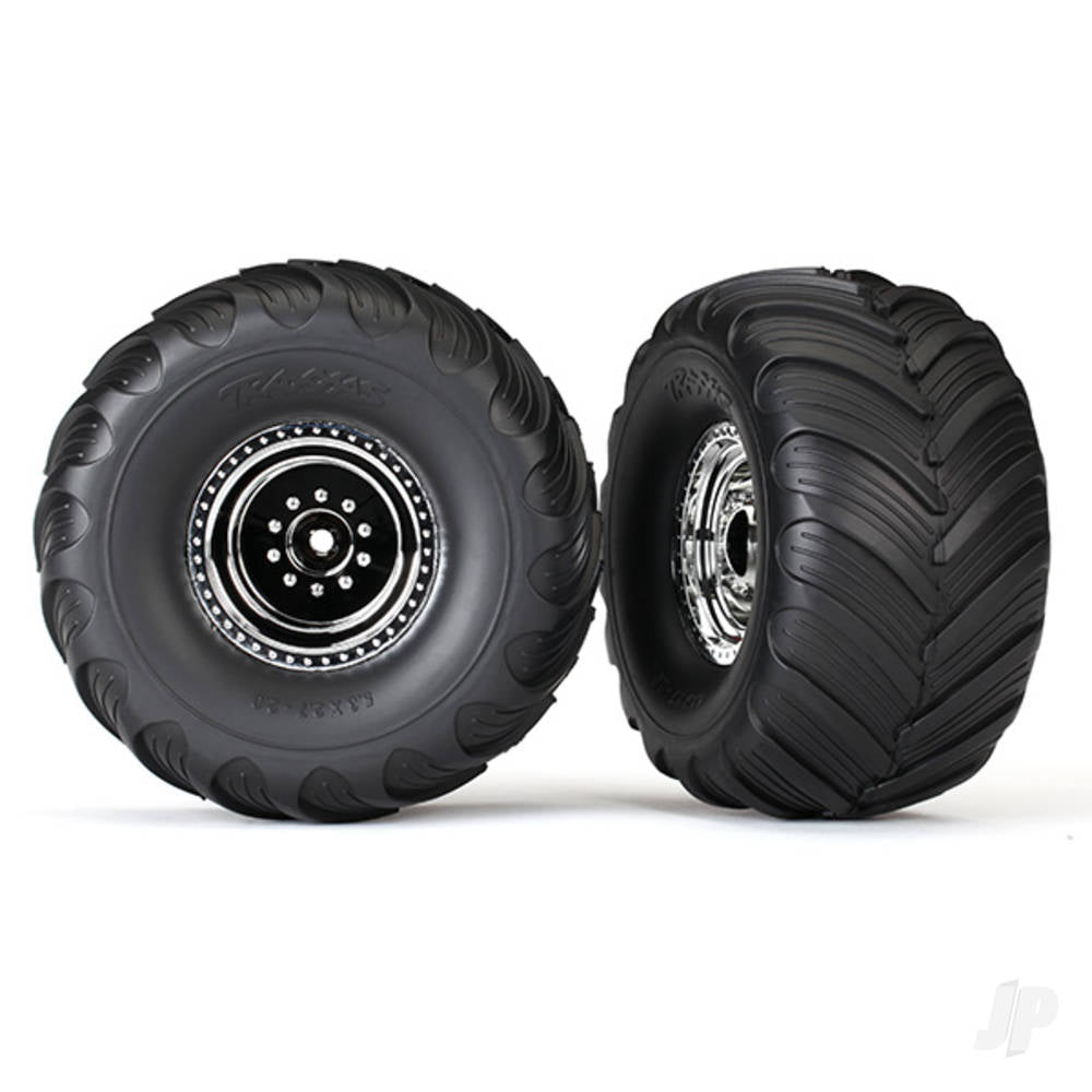 Tyres and Wheels, Assembled Glued Terra Groove Dual Profile (Nitro Rear / Electric Front) (2 pcs)