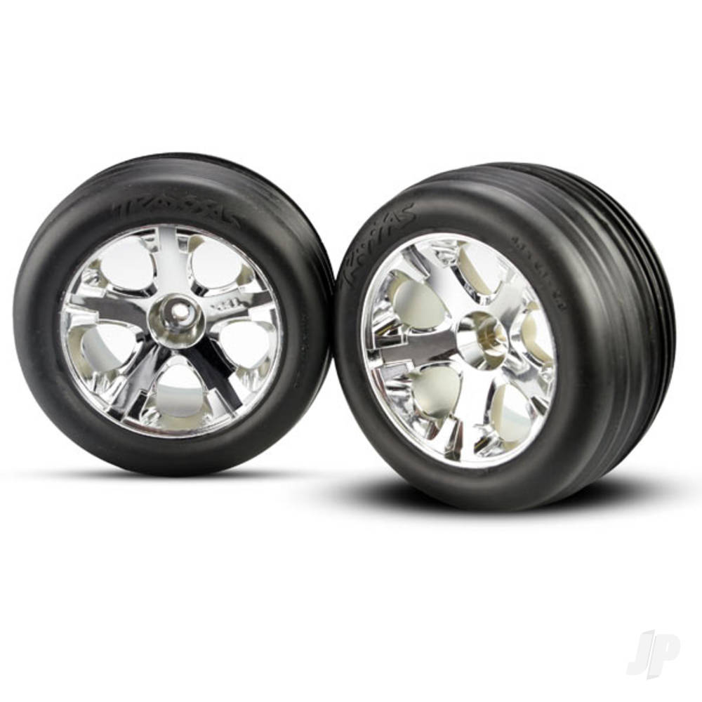 Chrome Wheels and Ribbed Tyres (Pair)