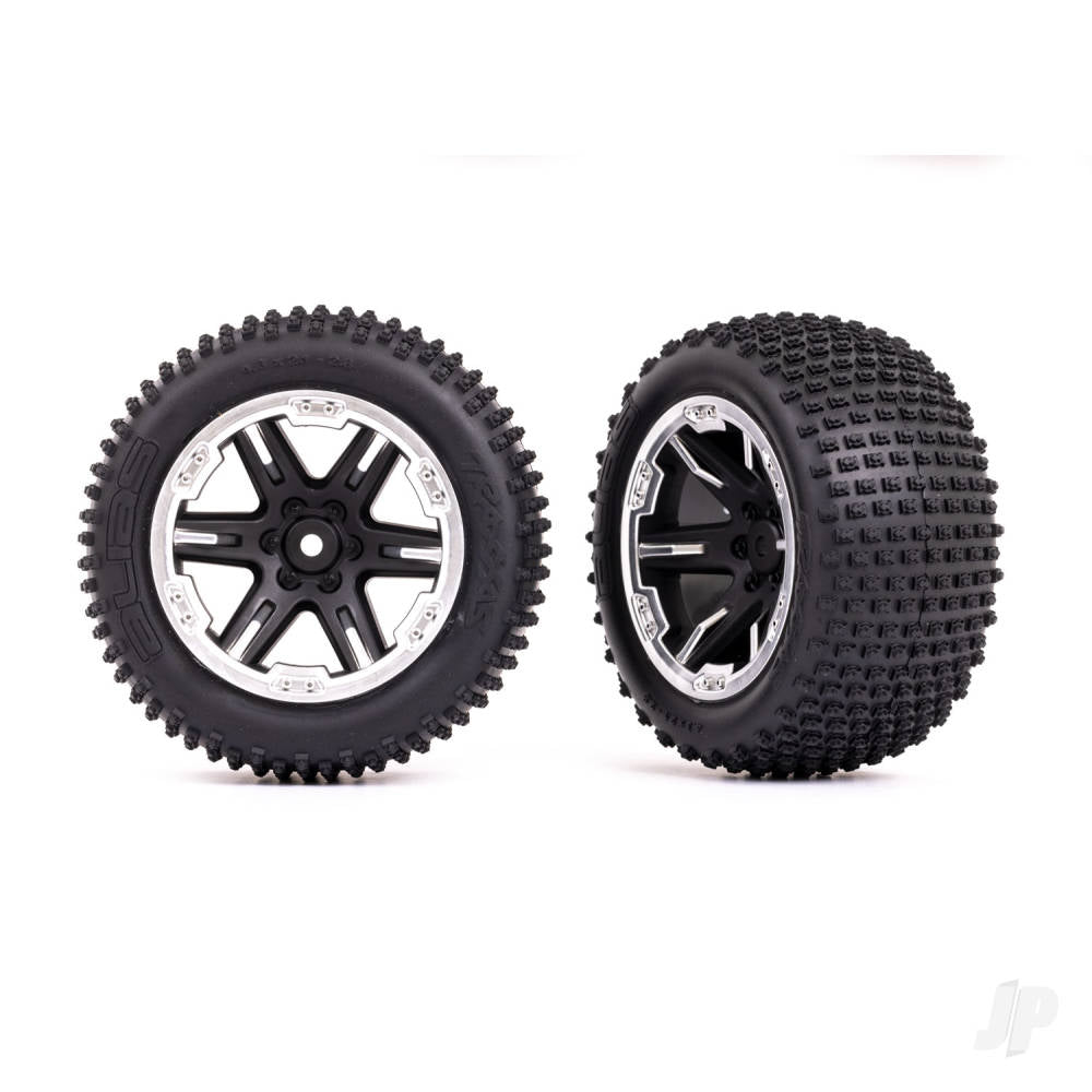 Tyres &amp; wheels, assembled, glued (2.8') (RXT black &amp; satin wheels, Alias Tyres, foam inserts) (2WD electric rear) (2) (TSM rated)