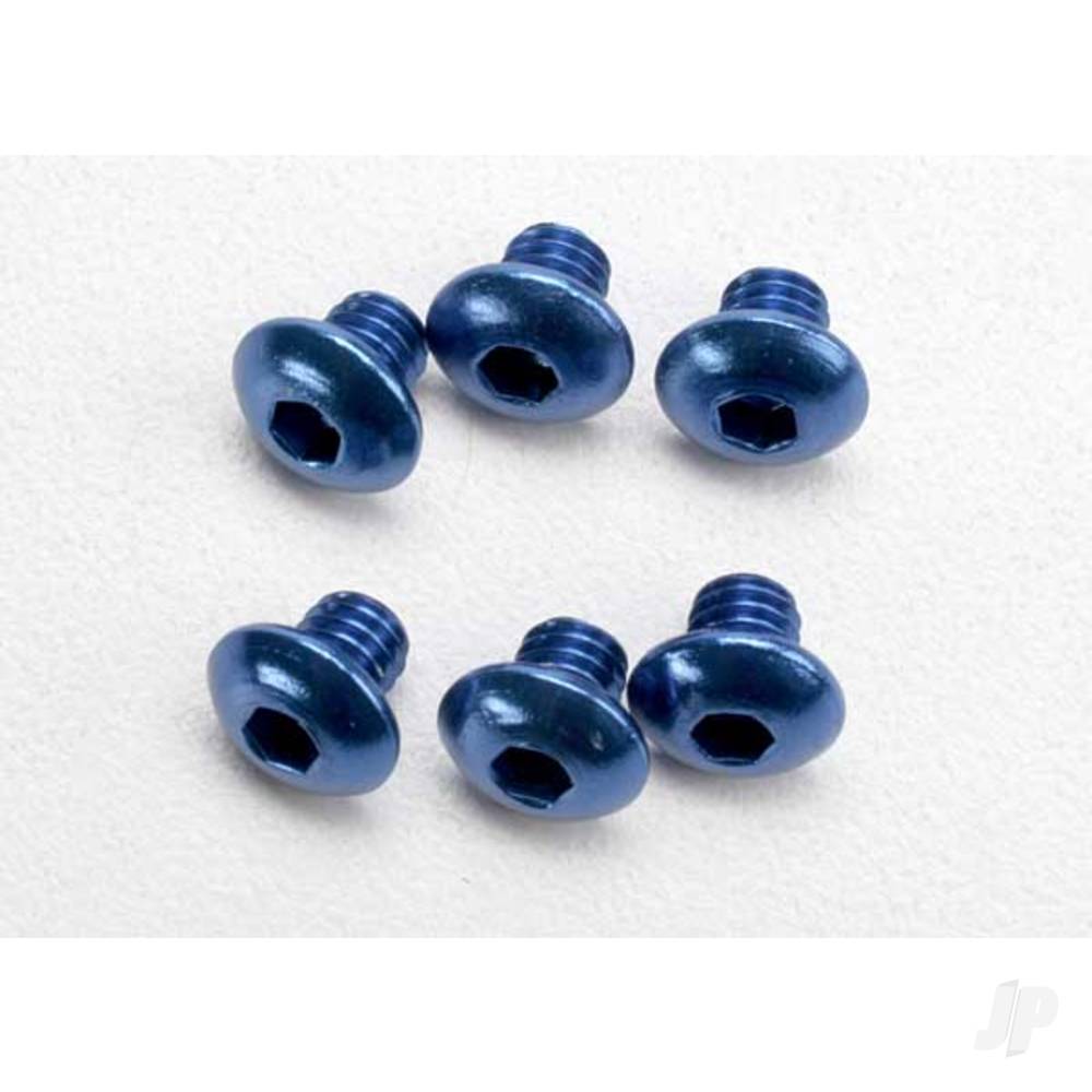 Screws, 4x4mm button-head machine, aluminium (Blue) (hex drive) (6 pcs)