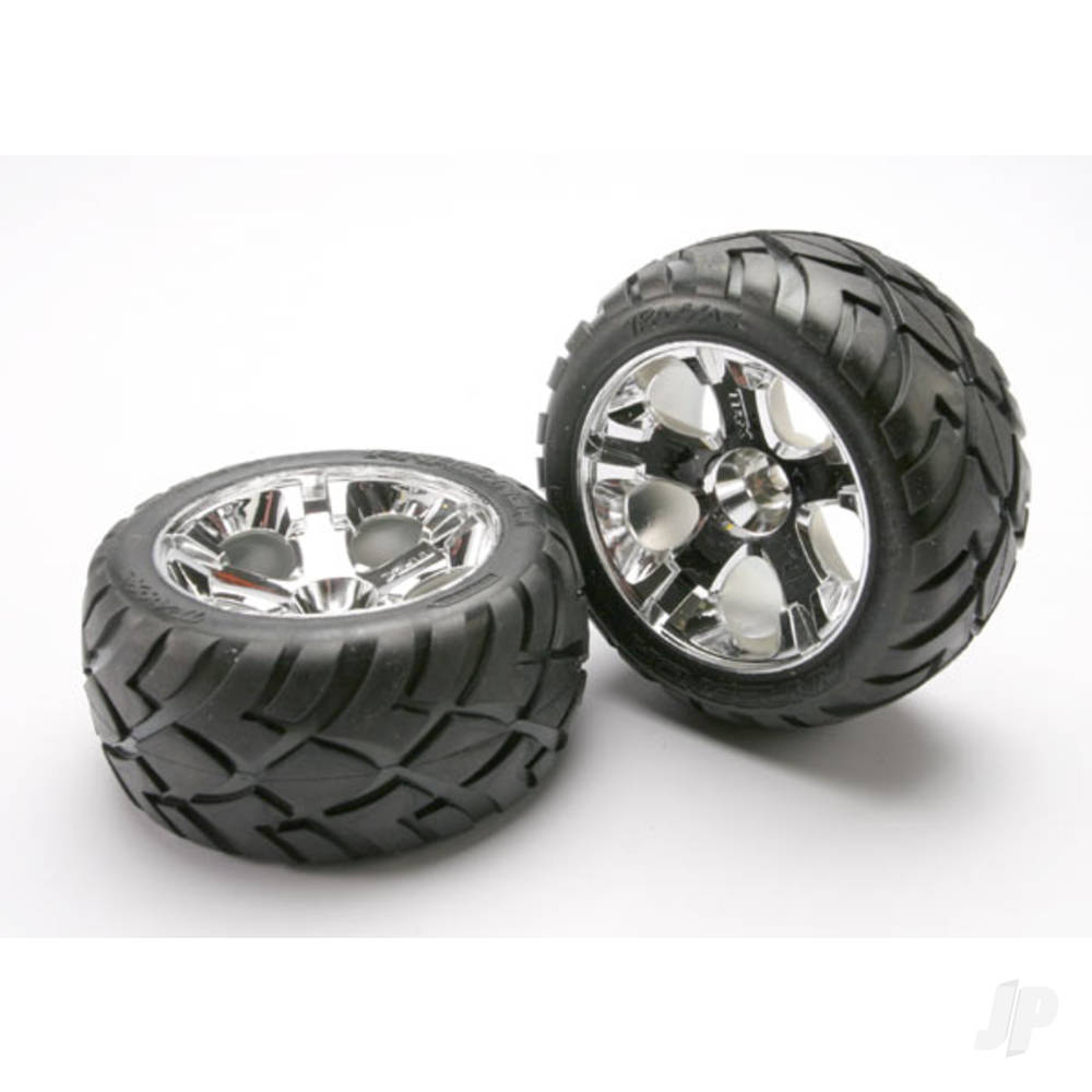 Tyres and Wheels, Assembled Glued Anaconda Tyres (Nitro Front) (1 Left, 1 Right)