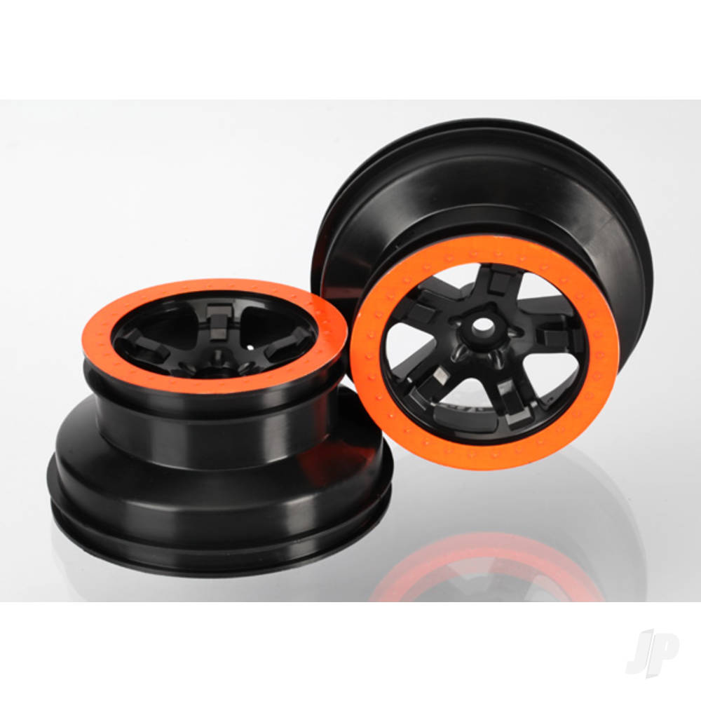 SCT Black Wheels, Orange Beadlock (Pair)