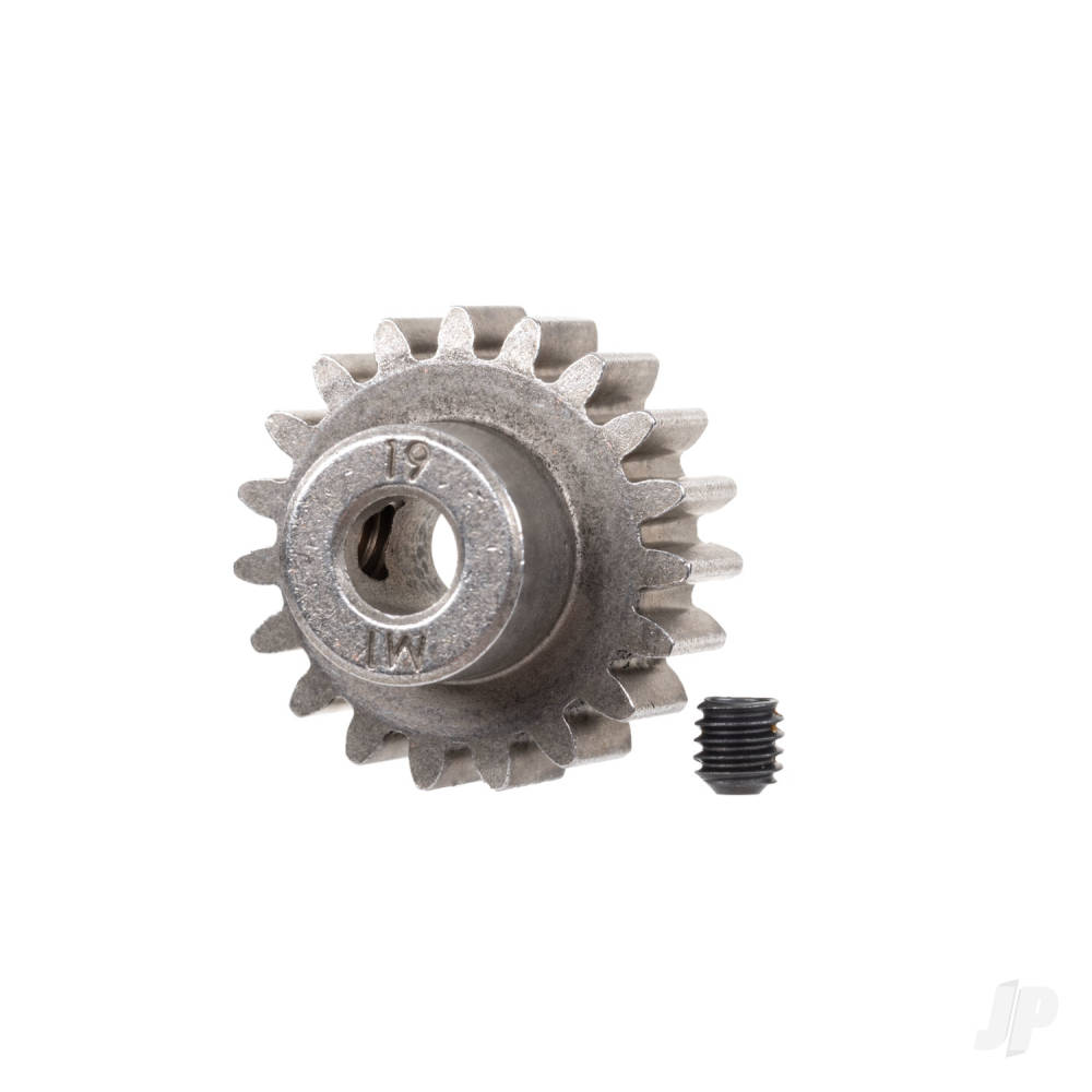 Gear, 19-T pinion (1.0 metric pitch) (fits 5mm shaft)/ set screw (for use only with steel spur gears)