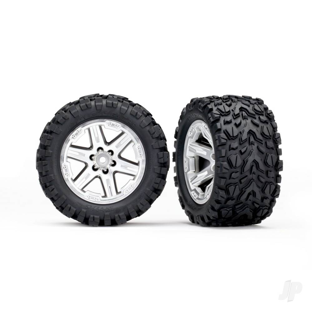 Tyres and Chrome Wheels, Assembled / Glued (2.8in) (2 pcs)