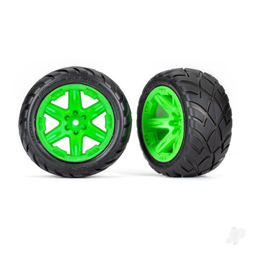 Tyres &amp; wheels, assembled, glued (2.8') (RXT green wheels, Anaconda tyres, foam inserts) (4WD electric front/rear, 2WD electric front only) (2) (TSM rated)