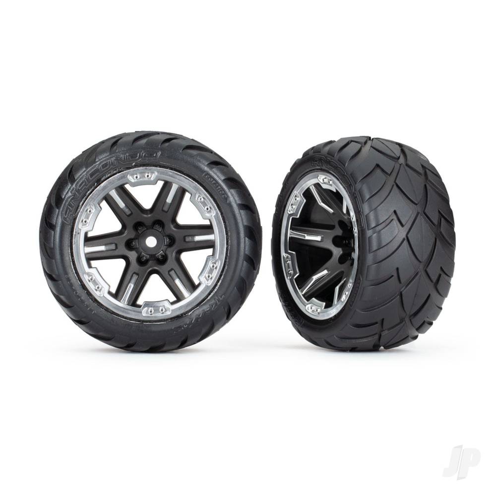 Tyres &amp; wheels, assembled, glued (2.8') (RXT black &amp; chrome wheels, Anaconda tyres, foam inserts) (4WD electric front/rear, 2WD electric front only) (2) (TSM rated)