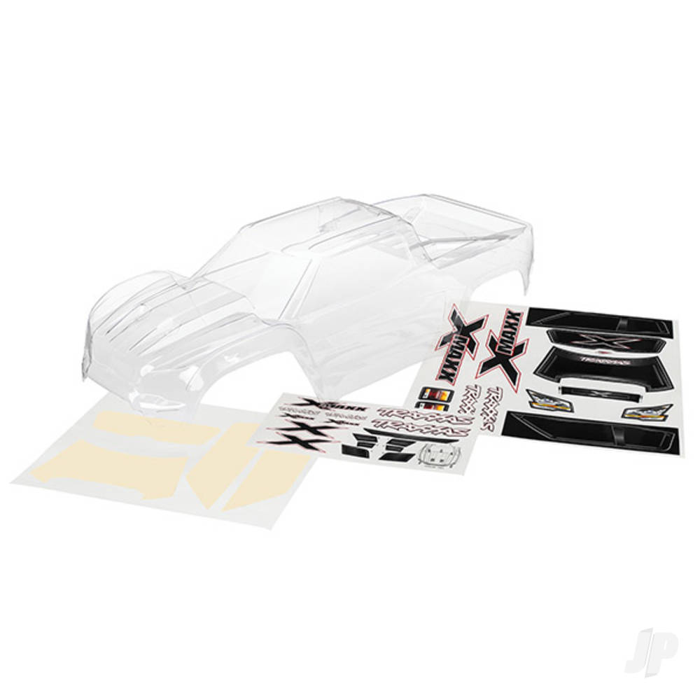 Body, X-Maxx (clear, trimMedium, requires painting) / window masks / decal sheet