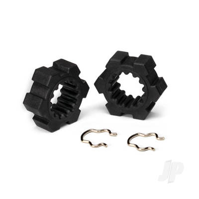 TRAXXAS Wheel Hubs, hex (2 pcs) / hex clips (2 pcs)