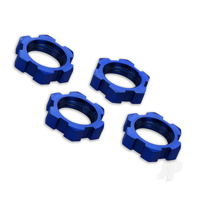 TRAXXAS Wheel nuts, splined, 17mm, serrated (Blue-anodised) (4 pcs)