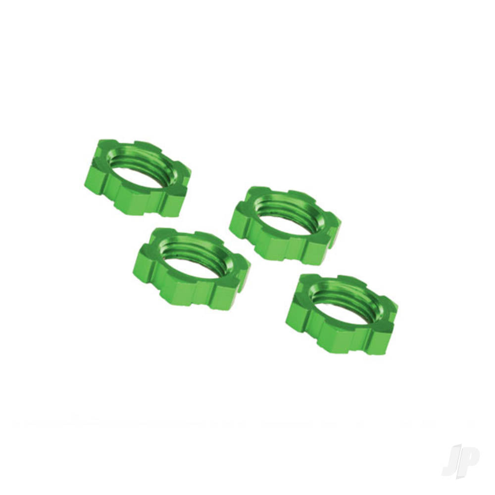 Wheel nuts, splined, 17mm, serrated (Green-anodised) (4 pcs)