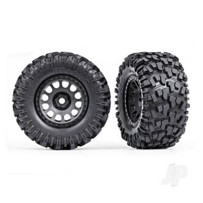 TRAXXAS Tyres &amp; wheels, assembled, glued (XRT Race black wheels, Maxx AT Tyres, foam inserts) (left &amp; right)